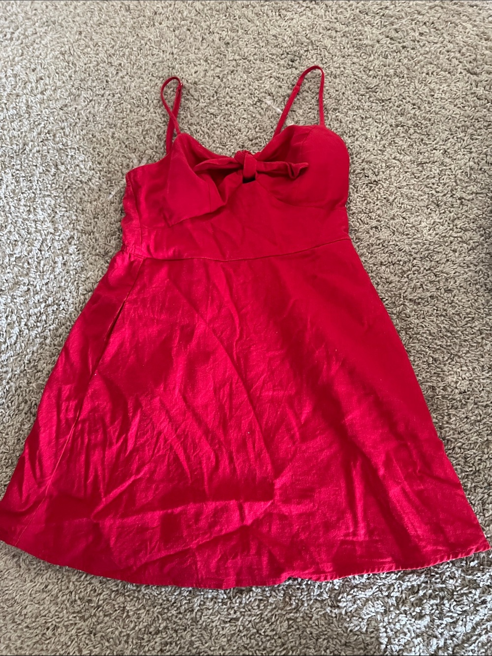 Speechless Red Bow-Front Spaghetti Strap Dress